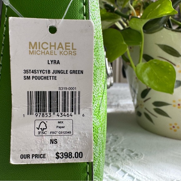 MK Monogram Shoulder Bag NWT  jungle green magnetic closure MK key charm - Picture 7 of 10